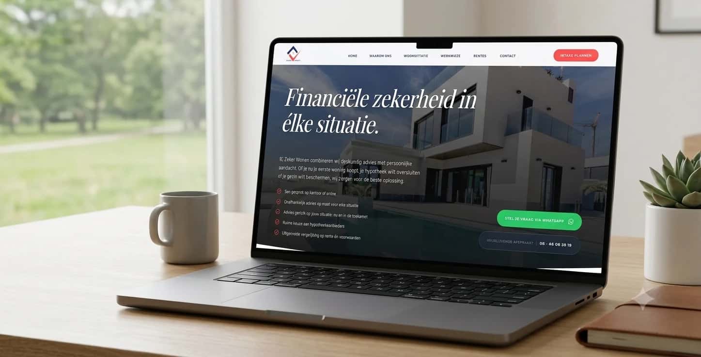 Homepage op desktop